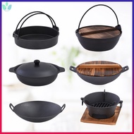 Old-fashioned thick cast iron double ear dry stew pot Japanese style sukiyaki hot pot pig iron wok charcoal grill