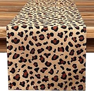 Fukaisu Leopard Print Table Runner, 74.4x14.6in/189x37cm Cheetah Print Table Cover for Birthday Part