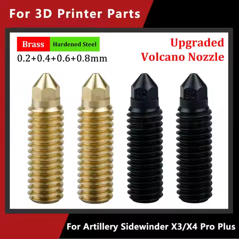 1-5 Pcs Nozzle For Artillery Sidewinder X3 X4 Plus/Pro/X4 Plus S1 Hotend Hard Steel Brass 0.2mm 0.4m