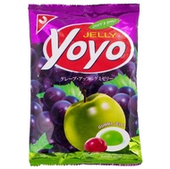 โยโย่ เยลลี่รสองุ่นผสมแอปเปิ้ลดึ๋งๆ Yoyo Grape &amp; Apple Gummy Jelly 80g.