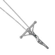Tiffany & Co.) Crucificus 小號項鍊，念珠十字架，復古款，Elsa Peretti 設計，925 純銀，西班牙製造，約 3 克，男女皆宜 [二手]