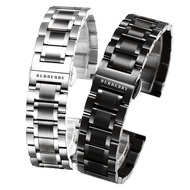 Burberry steel watch strap BURBERRY watch strap solid steel strap Burberry men's and women's watch chain butterfly buckle accessories 20