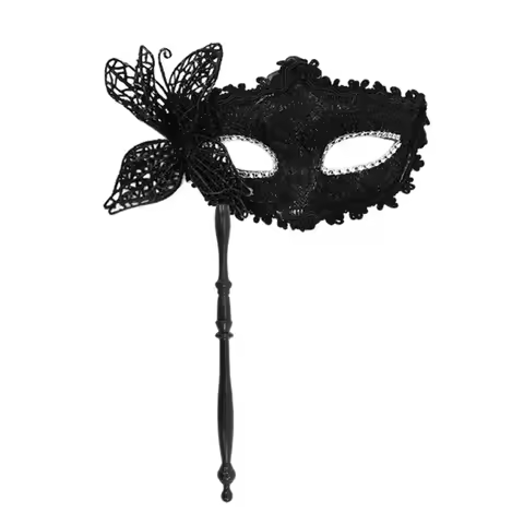 Venetian Party Handheld Masquerade Masks Stick Side Butterfly Carnival Party Half Face Mask With Hol