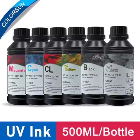 ColorsunUV Ink for All UV Printer, Suitable for Epson R1390 L1800 L805 DX3 DX4 DX6 DX7 DX5 Printhead
