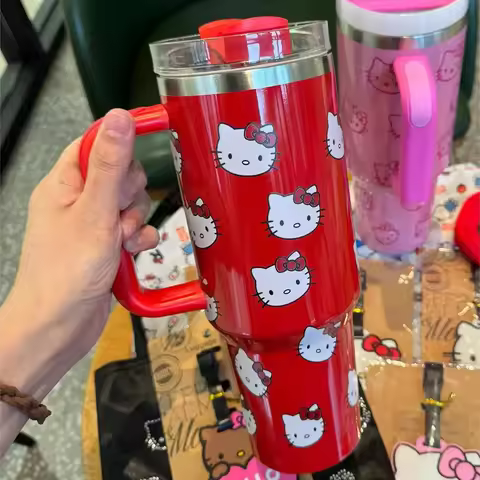 New 40oz Vacuum Hello Kitty Insulated Tumbler Stainless Steel Insulated Water Bottle Vacuum Thermal 
