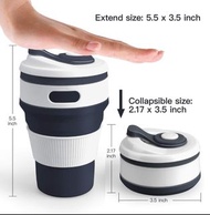 350ml可折疊矽膠咖啡水杯 gawckp 350ml Foldable Silicon Coffee Water Cup 隨身杯 環保吸管 折疊杯 折疊餐具 不銹鋼吸管 Reusable Straw