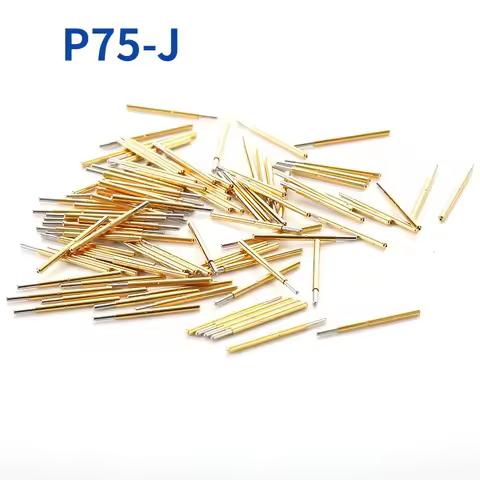 100PCS P75-J1 Spring Test Probe Pogo Pin 1.3mm Round Head Gold Plated Dia 0.74mm Length 16.5mm PCB T