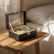 3-Slot Watch Box Soft-Lined Watch Storage Box Dustproof Portable for Men, Dresser