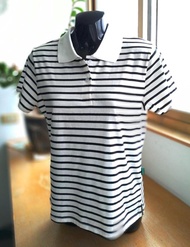 有機棉 條紋短袖 Polo衫 (女版)
