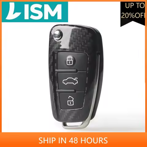 NEW1 Carbon Fiber Remote Smart Auto Folding Key Fob Case Shell Cover Cap For Audi A3 A4 TT TTS 8J R8