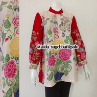 Blouse Batik Wanita Blouse Mawar Pot Blouse Batik Kerja Kantoran Batik Kuliah Batik Modern