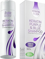 Vitamins Keratin Purple Toning Shampoo - Violet Blue Brassiness Toner for Bleached Icy Blonde Platin