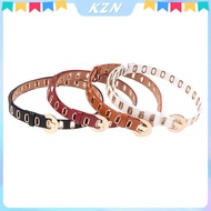 [kzn] New Grunge Women Belt Adjustable Hole Grunge Punk Belts For Women Alloy Pin Bule PU Leather Be