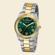 GW0265G8 Classic Elegant Men's Analog Quartz Watch With Day / Date Display Green Round Dial And Silv