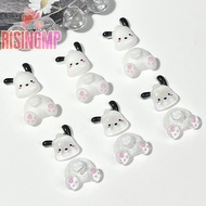 [risingmpS] 10PCS/Bag Cartoon Cute Sanrio Pochacco 3D Head Butt Luminous Nail Art Accessories DIY De