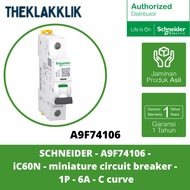 SCHNEIDER - A9F74106 - IC60N - Miniature Circuit Breaker - 1P - 6A - C Curve