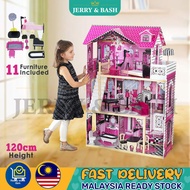 Nexgo Amelia Dollhouse Mansion For Kids Toys Pretend Playset Big Wooden Doll House Rumah Mainan With