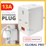 ME 3 Way Adapter 13A 3 Pin Plug Adapter 7387 Extension Plug Travel Adapter Plug Adapter Soket Plug 3