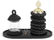 WURUIYANH Bakhoor Incense Burner Set, Frankincense Resin Incense Burner, Charcoal Incense Burner, Incense Censer for Meditation Yoga Room, Spa Aromatherapy, Office &amp; Home Decor(Black), RY-06