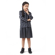 ภาพยนตร์ส่งเร็วชุดคอสเพลย์ Wednesday ชุดชุดนักเรียนชุดเดรสเด็กคอสตูม Addams ฮาโลวีน