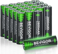 BEVIGOR AA Batteries, 2800 mAh 1.2 V Battery High Capacity AA NiMH Rechargeable Batteries, Pack of 2