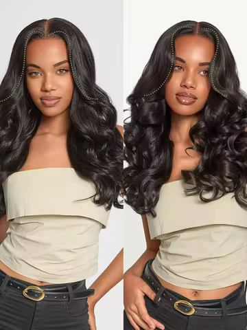 3B 3C Natural Black Body Wave Human Hair Wig 40 Inch 200 Density 13x6 HD Lace Frontal Wigs for Women