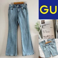 A009_GU Women's Jeans Second Hand Boot Cut Style Horse Legs Size S Denim