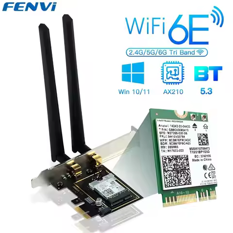 FENVI PCIE Wireless WiFi Adapter 5374Mbps WiFi 6E AX210NGW 2.4G/5G/6Ghz For Bluetooth 5.3 802.11AX N