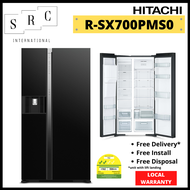 Hitachi R-SX700PMS0 Deluxe 3-Door Side-by-Side Refrigerator 573L (Gift: 1.0L MICOM Rice Cooker - RZ-PMA10Y)