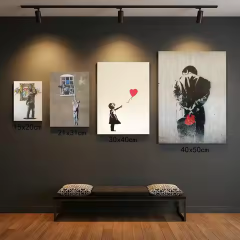 B-Banksy Graffiti Artwork Poster Premium HD Self-Adhesive Wall Decor – Peel & Stick, Residue-Free