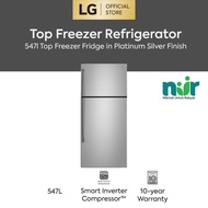 547l Top Freezer Fridge in Platinum Silver Finish