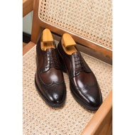 Men Formal Leather Longwing Brogue Derby Shoes 2cm Height Increase