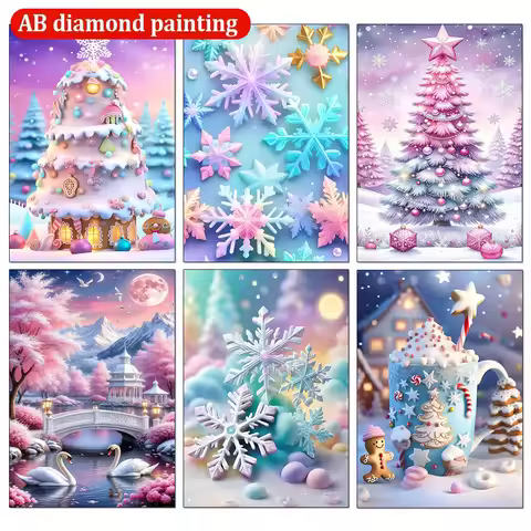 Landscape 2025 New AB Diamond Painting Snowflake Full Rhinestone Mosaic Embroidery Cross Stitch Kits
