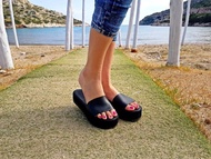 希臘涼鞋真皮黑色厚底涼鞋在希臘手工製作