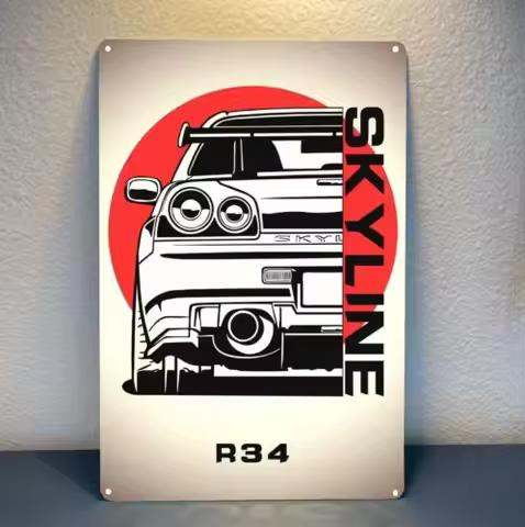 Skyline GTR R34 Car Metal Poster Tin Sign 20x30cm-aluminum