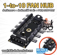 มาใหม่! ต่อพัดลมเคสได้ 10 ตัว PWN Fan Hub Board 1 To 10 หัวต่อไฟเลี้ยงแบบ MOLEX 4 PIN พัดลมเคส พัดลม