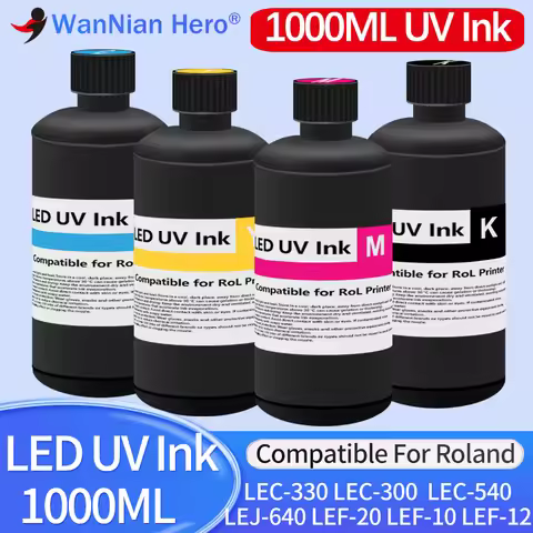 1000ML UV Ink Compatible For Roland UV Printer VersaOBJECT LEF2 LEF2-200 LEF-300 LEC-540 LEC-330 LEC