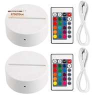 2 Pack 3D Night LED Light Lamp Base + Remote Control + USB Cable, 16 Colors Light Show Display Stand