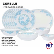 Corelle 20pc Set Gold Premier Series DINNER SET  [ Hydrangea HYR  ] // SET MAKAN CORELLE HYR 20B-HYR-P