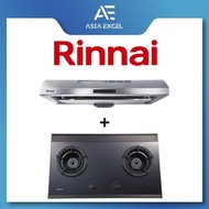 RINNAI RH-S259-SSR-T 90CM SLIMLINE HOOD + Rinnai RB-2GI Built-in 2 Burner Inner Flame Hob