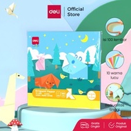 Deli Origami Paper / Origami Folding Paper 100 pcs 10 Colors Various Sizes 8363X