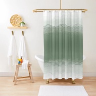 Abstract Watercolor Ombre (Sage Green/White) Shower Curtain Waterproof Fabric Bathroom Curtains Modern Showers For Bathroom