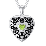 Personalized White Gold/Silver Sunflower Birthstone Locket Necklace That Holds 1 Picture Photo Heart