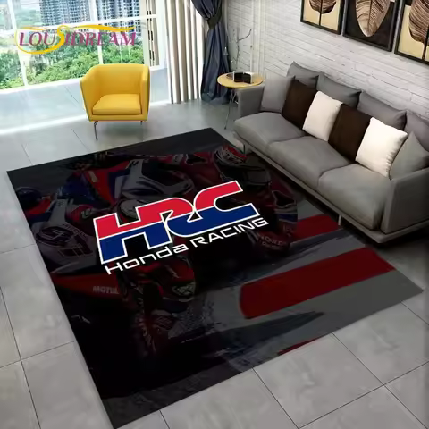 HRC Racing HONDA Floor Mat 3D Carpet for Living Room or Bedroom Non-Slip Rug for Sofa or Kids' Area 
