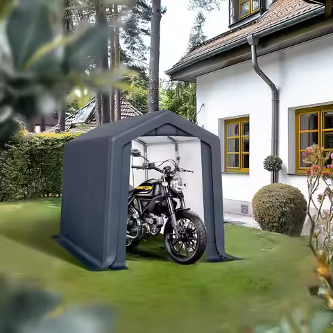 6'x10'x7' Outdoor Portable Storage Shelter Shed Garage with 2 Roll up Zipper Doors & Vents Carport f