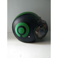 Full leather adult Bogo Retro Helmet with Gojek motif