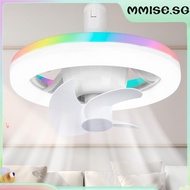 [mmise.sg] Ceiling Fans with Light Bulb Remote RGB Mode Light Socket Fan 3 Color Dimmable