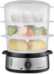 Elite Gourmet EST4401 Electric Food Vegetable Steamer with BPA-Free 3 Tier Stackable, Nested Basket 