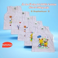 Combo 5 Áo ba lỗ bé trai bé gái màu trắng in hình Vải 100% Cotton Hiệu bosini 3-38kg - Áo sát nách