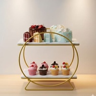 Aesthetic decorative shelf, gold marble, multi-purpose stacking shelf